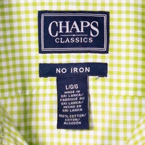 Chaps Ralph Lauren Women's Shirt Button Up Green White Check 3/4 Sleeve Top L - Picture 3 of 8